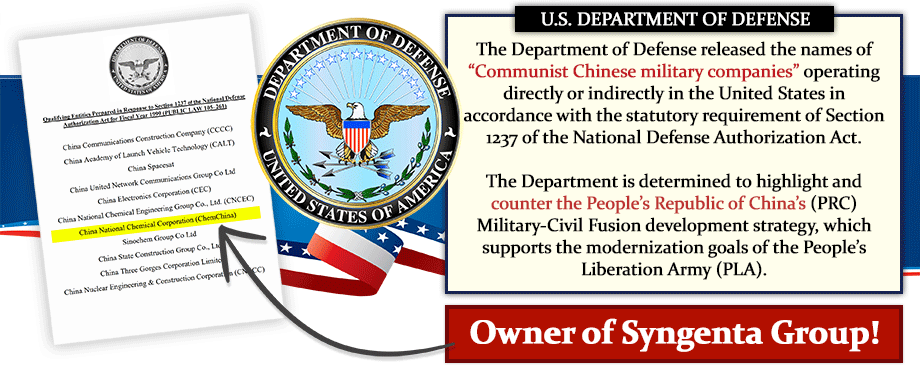 U.S. Government labels ChemChina as Communist Chinese Military Company